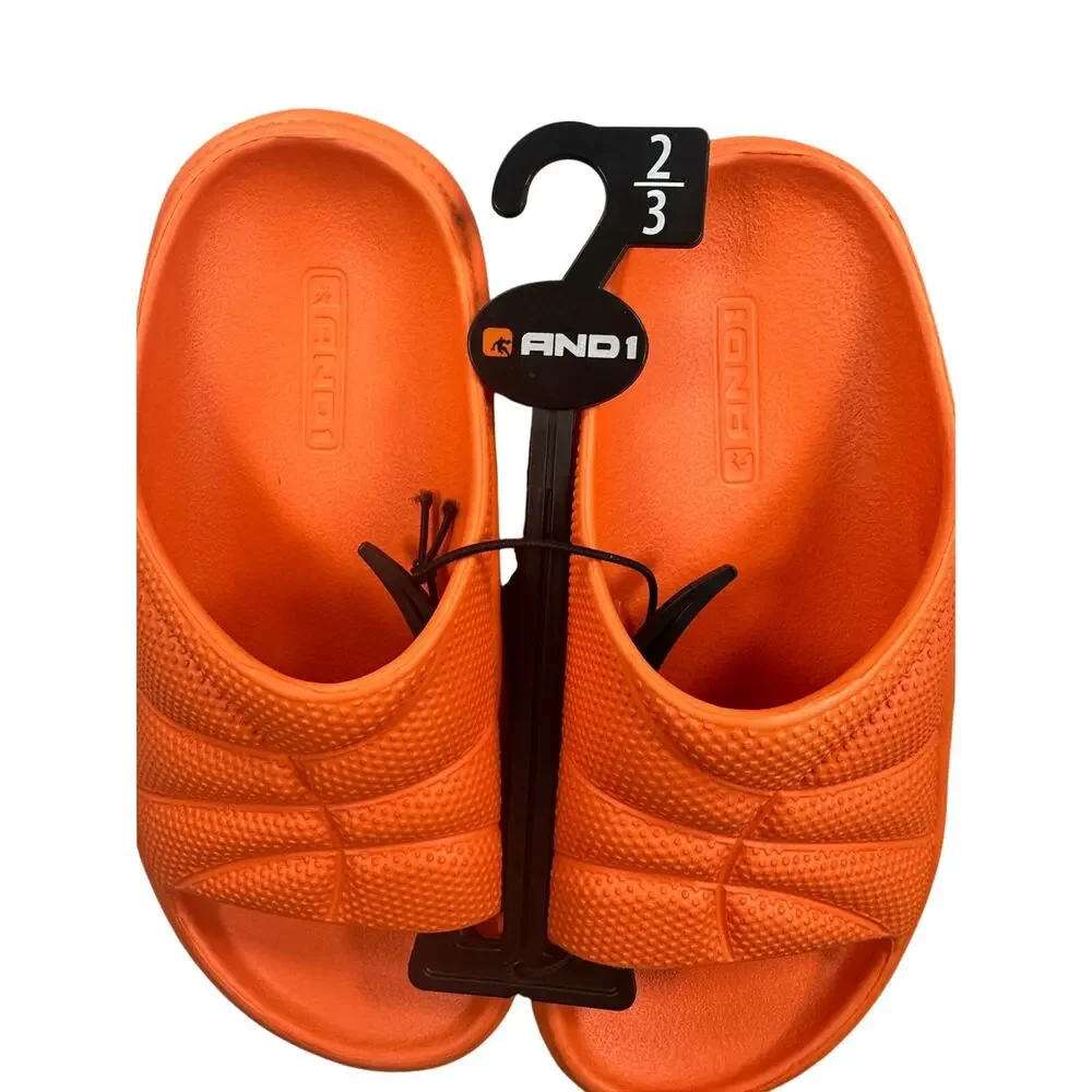 AND1 Basketball Textured Foam Slide Sandals Youth Size 2/3 Orange